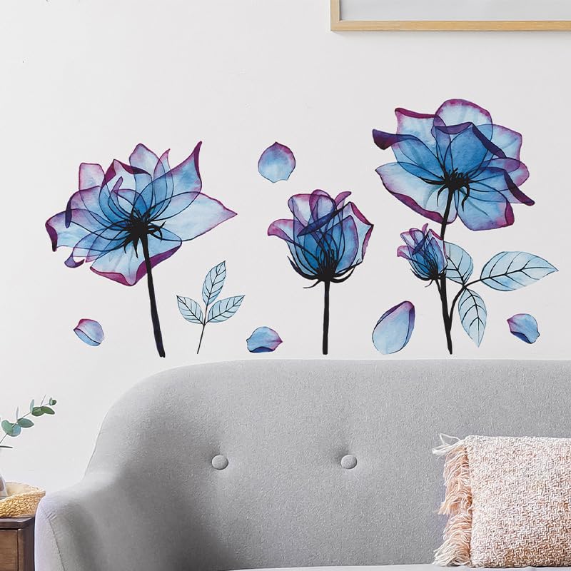 Wandtattoos Mit Blumenmotiven, Romantische Lavendel-lila Blumen-wandtattoos, Abnehmbare Florale Wandaufkleber
