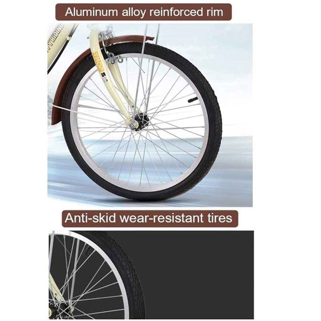 Bicicletta Tre Ruote Esterno 20 Pollici Adulti Triciclo con Doppio Freno Triciclo Adulti Telaio in Acciaio ad Alto tenore di Carbonio con Cestino Spesa Biciclette Crociera pedalare in Bicicletta