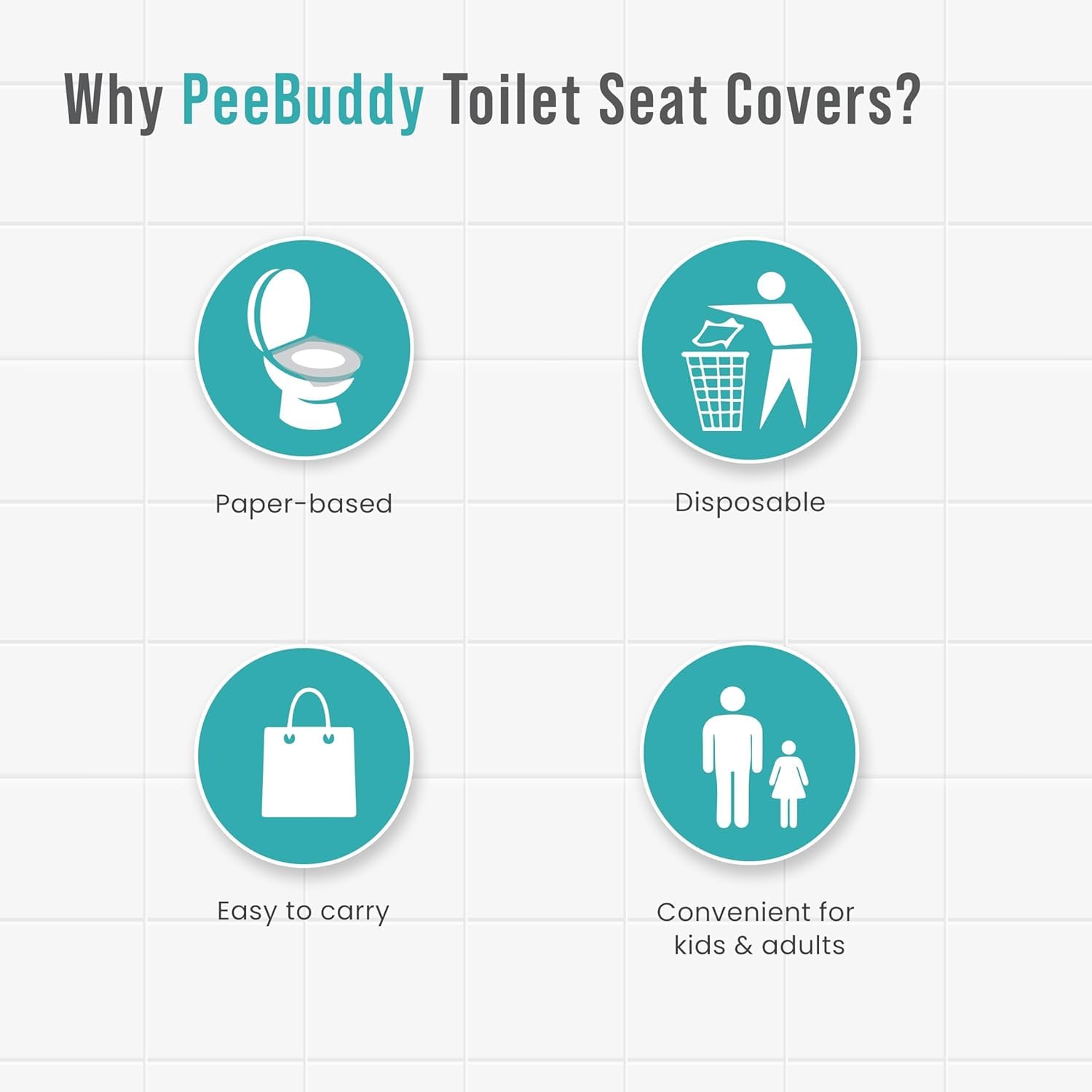 PEE BUDDY PeeBuddy Disposable Paper Toilet Seat Covers | No Direct Contact with Unhygienic Seats| Easy To Dispose| Nature Friendly| Must Have For Women (40 PCs (Pack of 2))