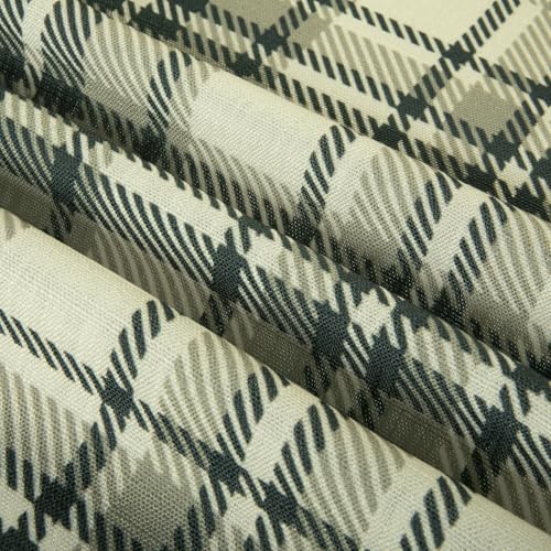 Image of TWOPAGES Pinch Pleat Plaid Print Cafe Curtains, Latte, 52W x 36L