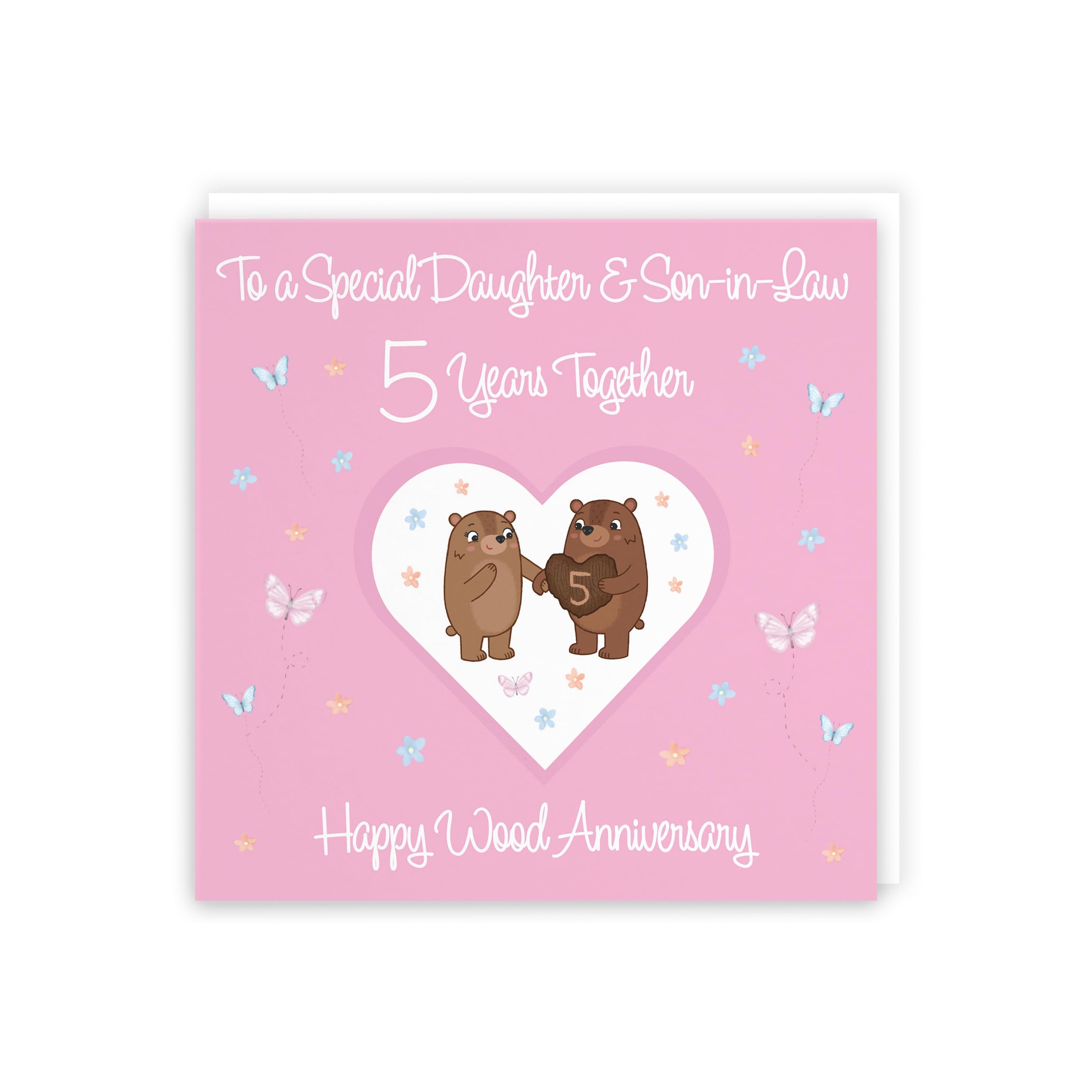 Hunts England, Daughter & Son-in-Law 5th Anniversary Card, 5 Years, Wood Anniversary, Romantic Meadows, Fun Card - Image 3