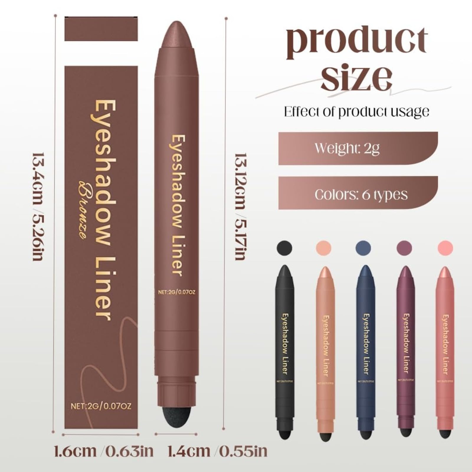 Delineador de ojos resistente al agua, 2026 nuevo mate de secado rápido, lápiz de ojos negro con esponja Shadow Liner 2 en 1, delineador de ojos, sombra de ojos, resistente a las manchas, delineador