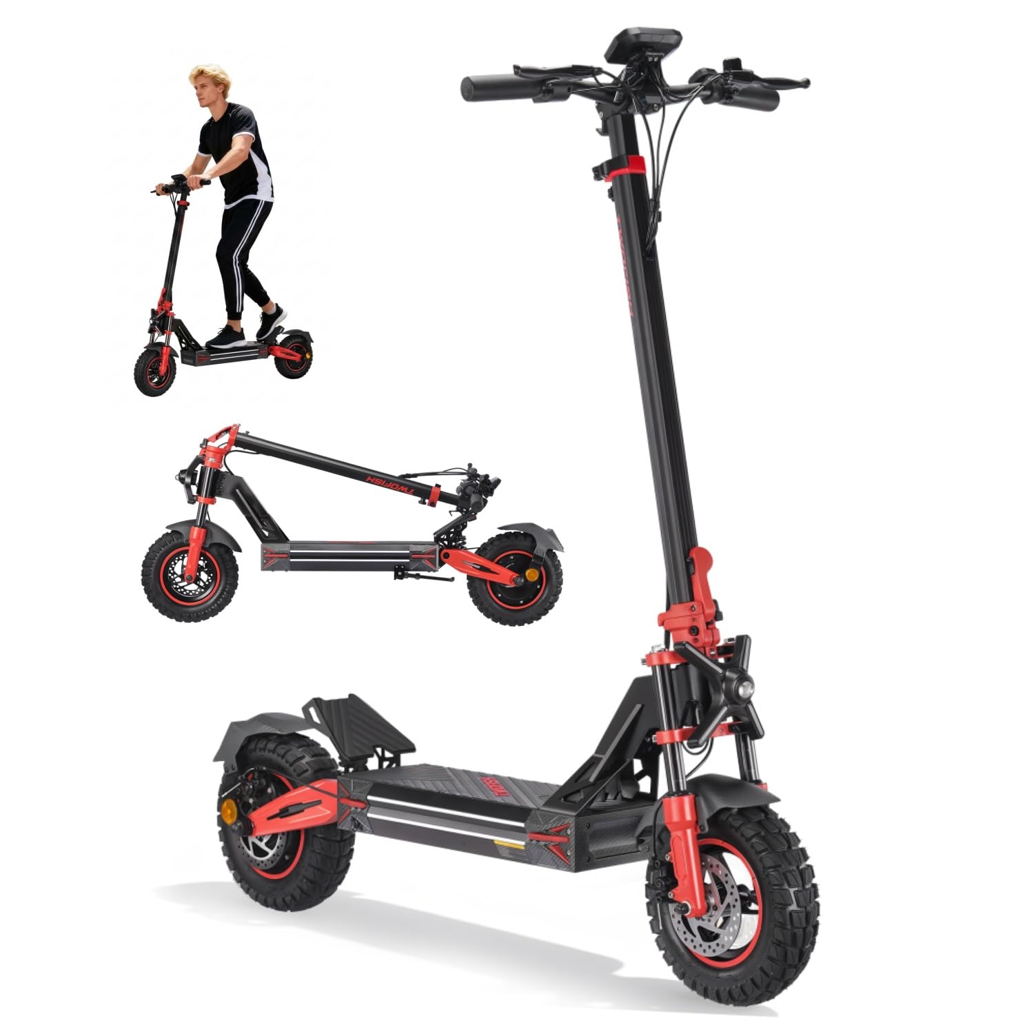 V4MAX Monopattino Elettrico per Adulti, 52V 23Ah, 45-55Km di Autonomia | Limite Di Velocità Sbloccabile,Display HD,Pneumatici 10",Sblocco NFC,Doppia Sospensione&Freno a Disco,Supporto per Telefono