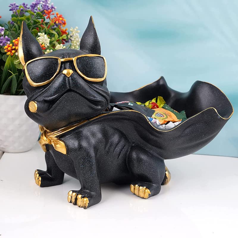 La Pièce Maîtresse De Chien pour salon, statue en résine noire de 7,5 pouces