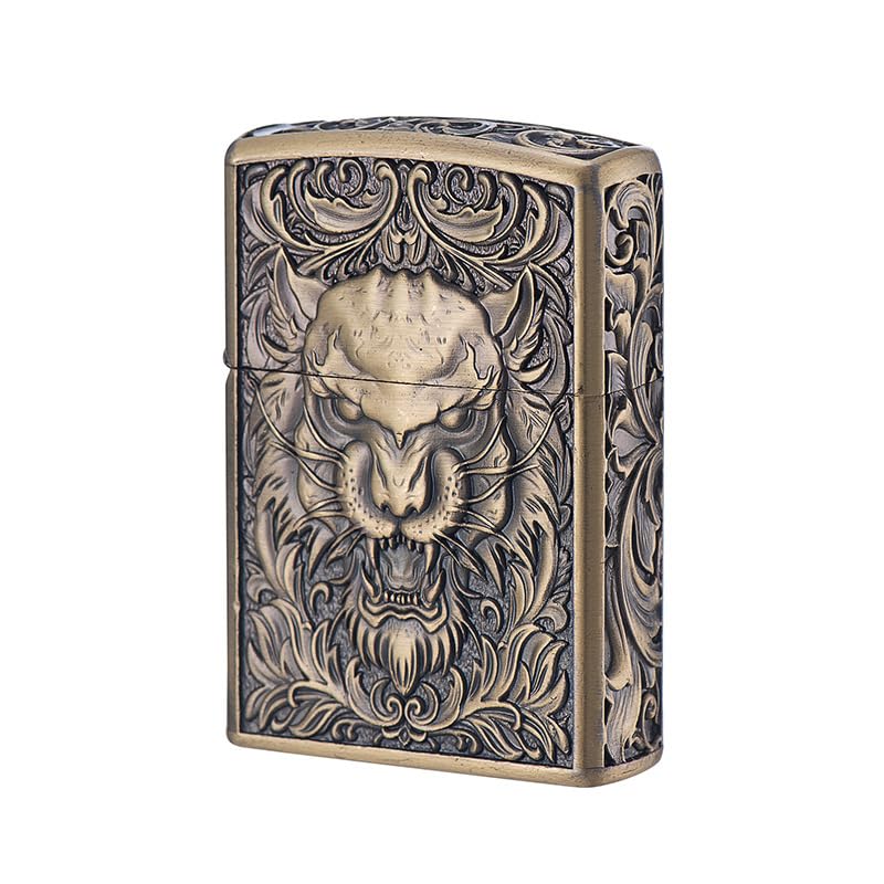 Funda de metal para encendedor estándar, carcasa de bronce grabada de 5cm