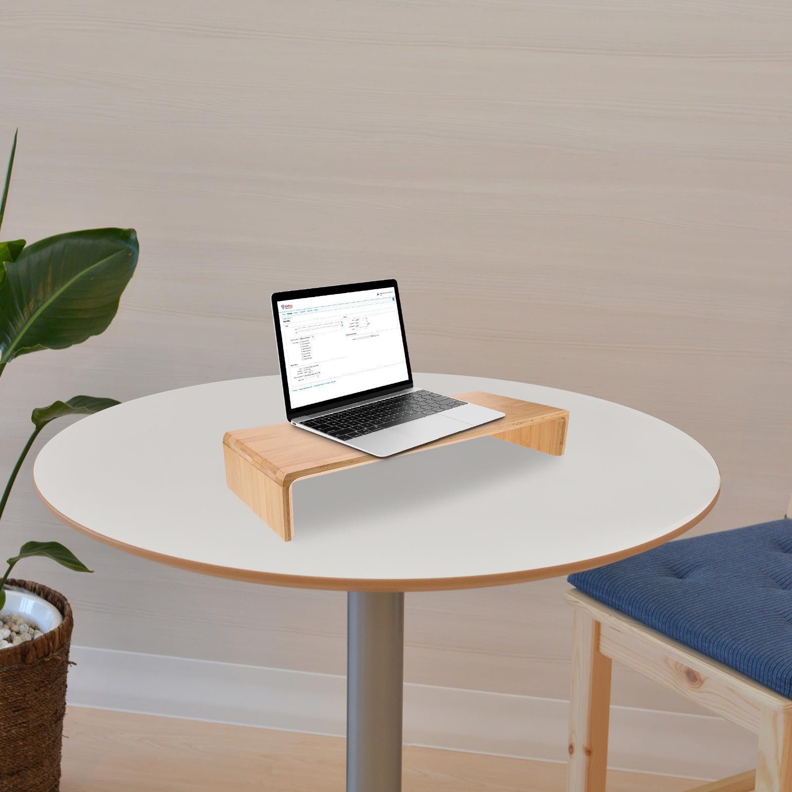 Alipis Support de Moniteur pour Bureau en Bambou Beige, Rehausseur