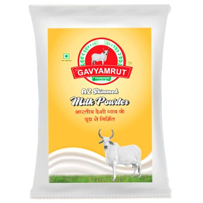 Gavyamrut Pure & Premium Skimmed Milk Powder with Extra Protein 500Gm | No Added Preservatives | Perfect for Making Tea & Coffee