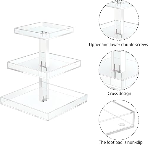Miniatura 6 de YAGELI Organizador de perfumes para mujer, gran almacenamiento de cosméticos de acrílico transparente de 3 niveles para baño, tocador y tocador,
