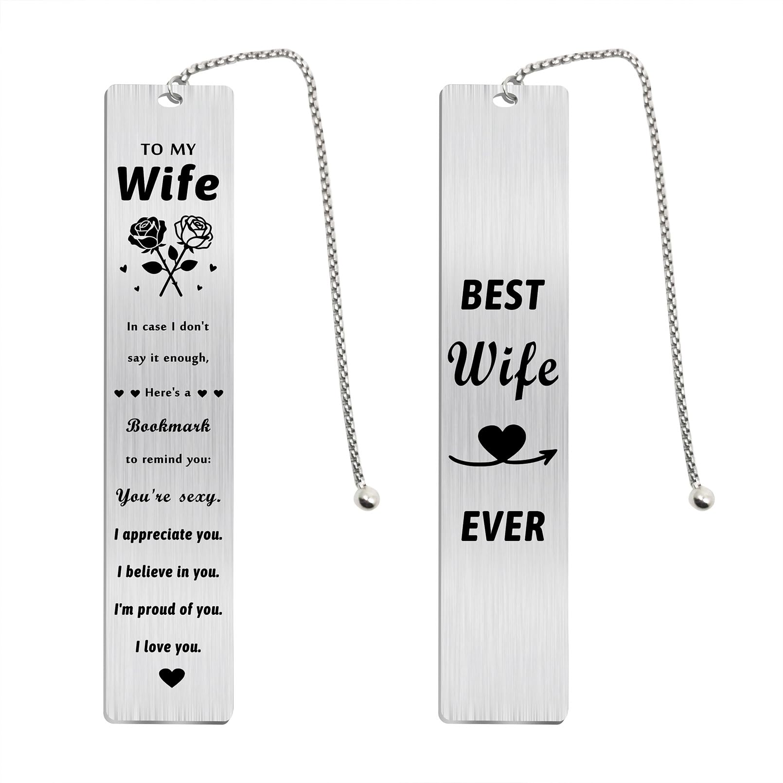 Fetiger Wife Gifts from Husband, to My Wife Bookmark, I Love You Wifey Anniversary Thanksgiving Valentines Day Card Present