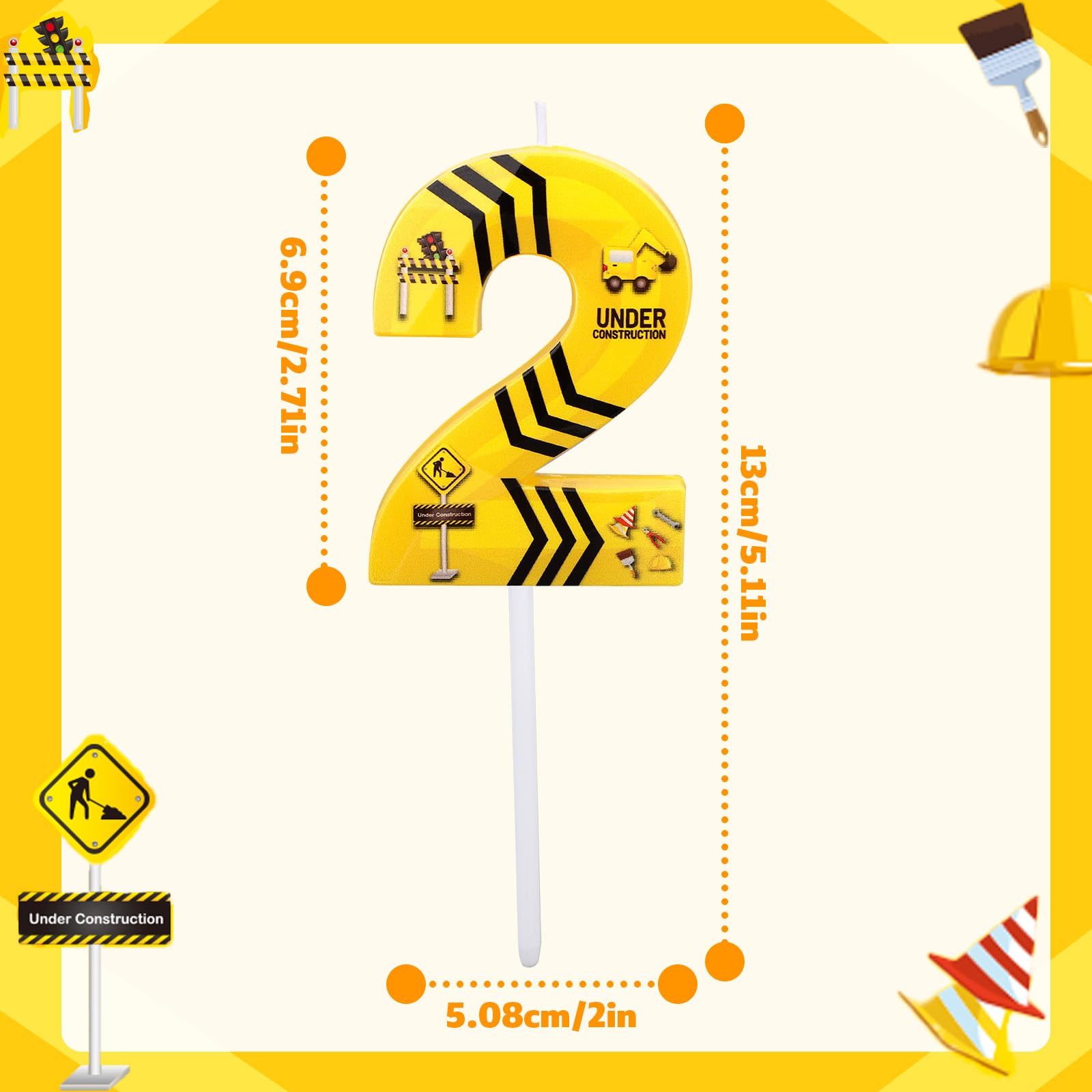 Bougie D'Anniversaire De Construction, Rayures Noires Bougie