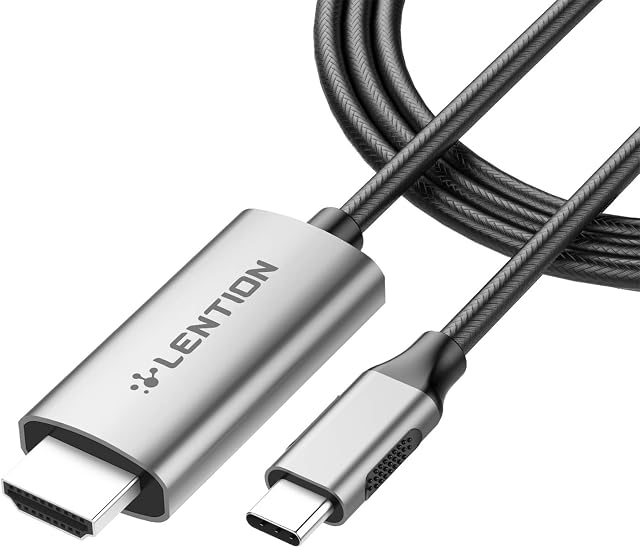 LENTION 6FT/1.8M USB C to HDMI 2.0 Cable Adapter (4K/60Hz) Compatible 2022-2016 MacBook Pro 13/14/15/16 New iPad Pro/Mac Air/Surface Chromebook Samsung S20/S10/S9/S8/Plus/Note (CU707-1M Space Gray)
