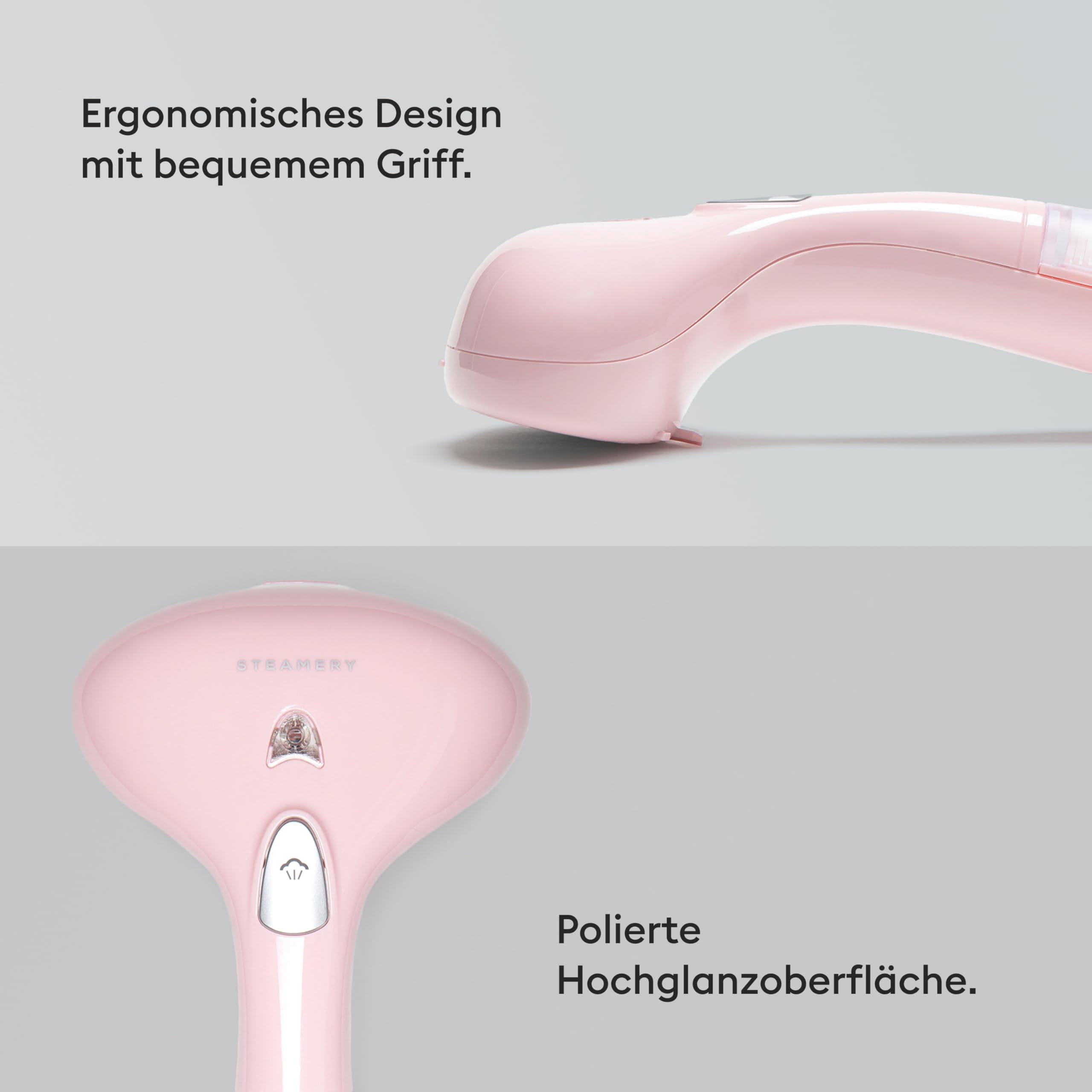 Steamery Dampfglätter Cirrus 1, 1500W, Dampfleistung 16-20g/min, faltenfreie Ergebnisse, Aufheizen in 25 Sekunden, tragbar und reisefreundlich, kompaktes Design, rosa