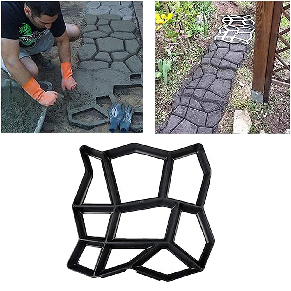 DOYKLI Plastic Stone Mold, Vinus Pathmate Stone Mold Paving Pavement Concrete Mould Stepping Stone Paver Walk Way,Multicolor, 22.9 x 7.6 x 42.9 - Centimeters,