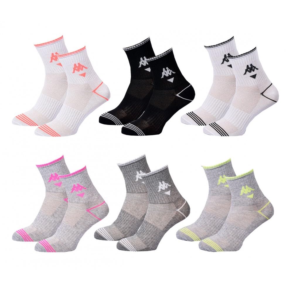 OZABI - KAPPA Women's Socks Sport, Urban and comfort - Assortment of photo models depending on availability - Pack of 6 Pairs WOMEN QUARTER 3259 36/41