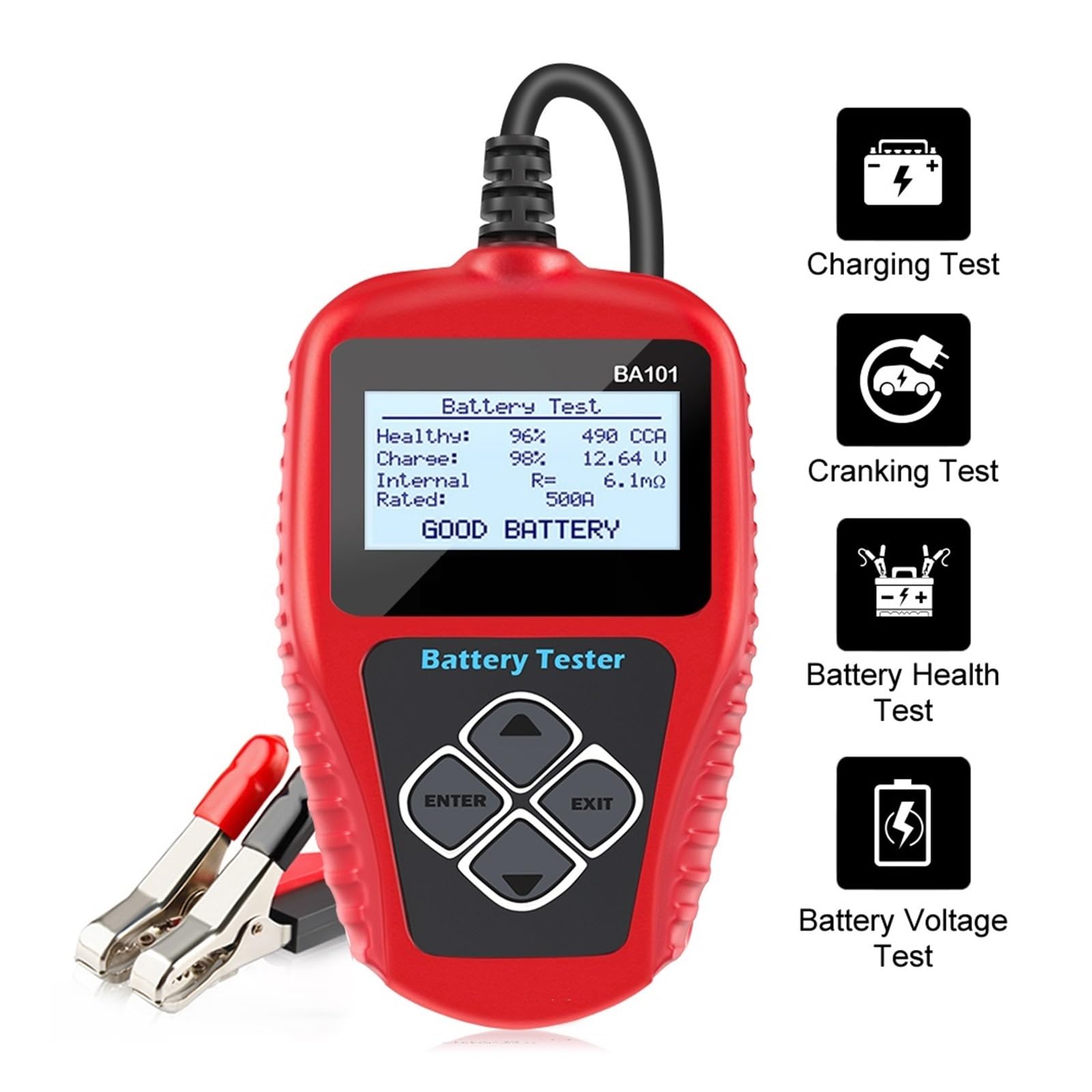 Tester Akumulatora Samochodowego 12V Analizator Akumulator Samochodowy Obciążenia 100-2000CCA Ładowanie Obwodu Narzędzia Diagnostyczne Szybkie Dokładne Wykrywanie