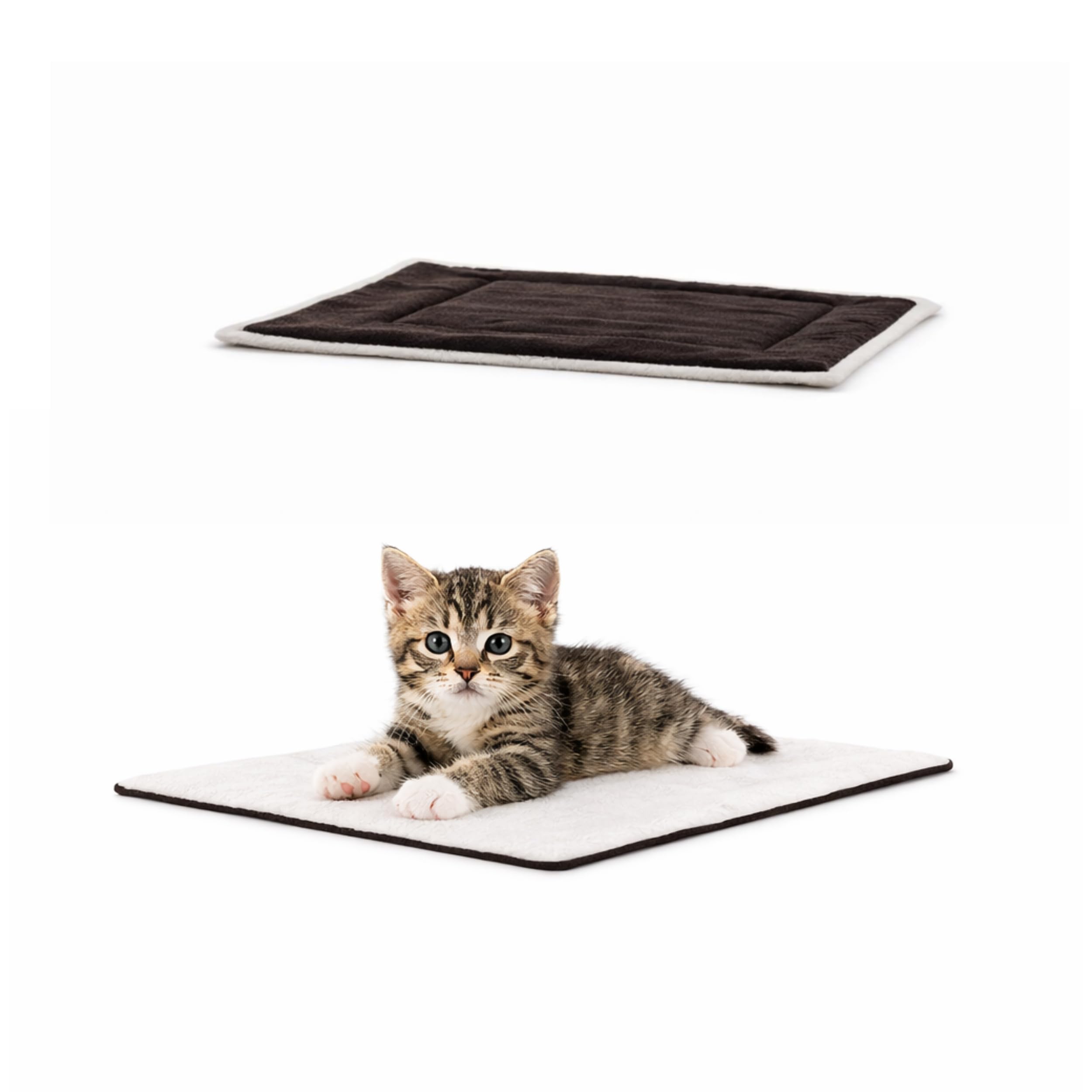 PARENCE.- Alfombra, cojín, Cama para Perro y Gato 50x35 cm – Reversible Marrón & Blanco – Matelas Suave y cómodo – Cama Lavable para Mascotas – Antideslizante y Ligero