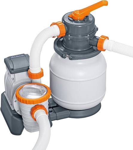 58498E Flowclear 1500 Gallon Sand Filter Pool Pump for Above Ground 300 to 11,200 Gallon Swimming Pools with Adapter (Sand is Sold Separately)
