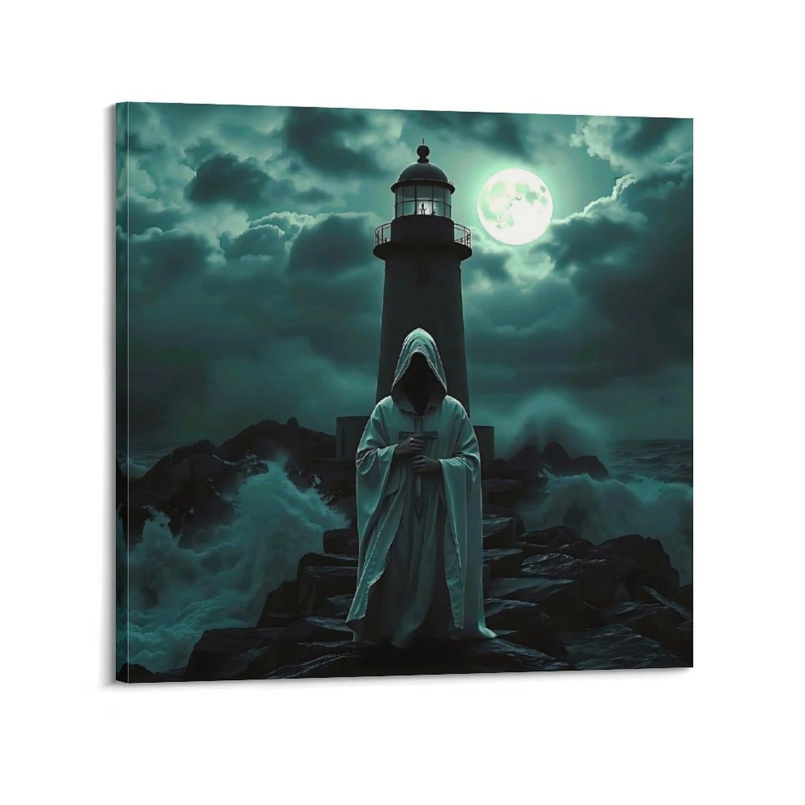 CXHJCA Lighthouse Poster The Beacon of Hope in The Stormy Seas Poster Decorative Painting Canvas Wall Posters And Art Picture Print Modern Family Bedroom Decor Posters 28x28inch(70x70cm)