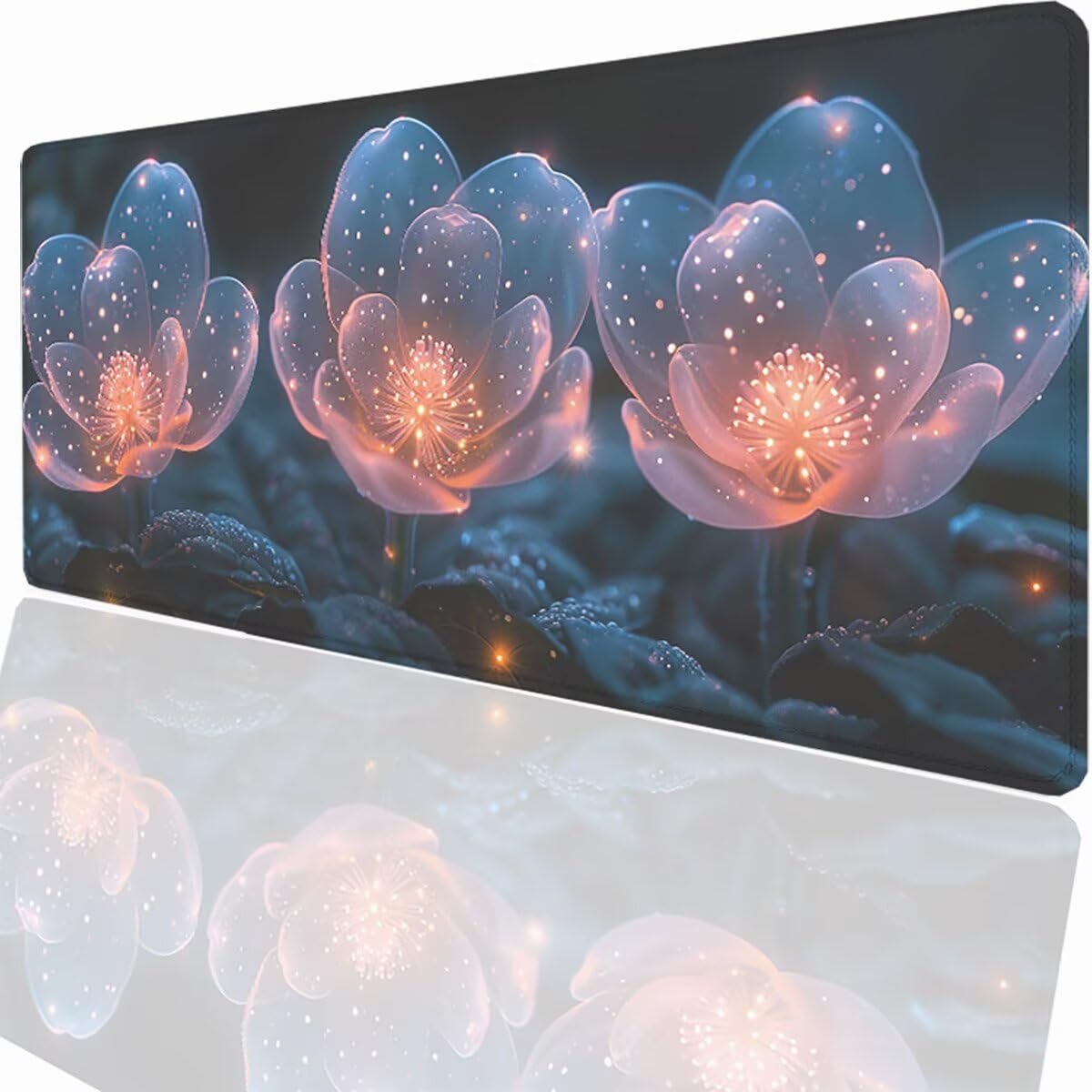 Gamingowa podkładka pod mysz, różowy motyw kwiatowy, podkładka pod mysz XXL 1200 x 600 x 3 mm, odporna na warunki atmosferyczne, antypoślizgowa, poprawia precyzję i prędkość, akcesoria gamingowe do