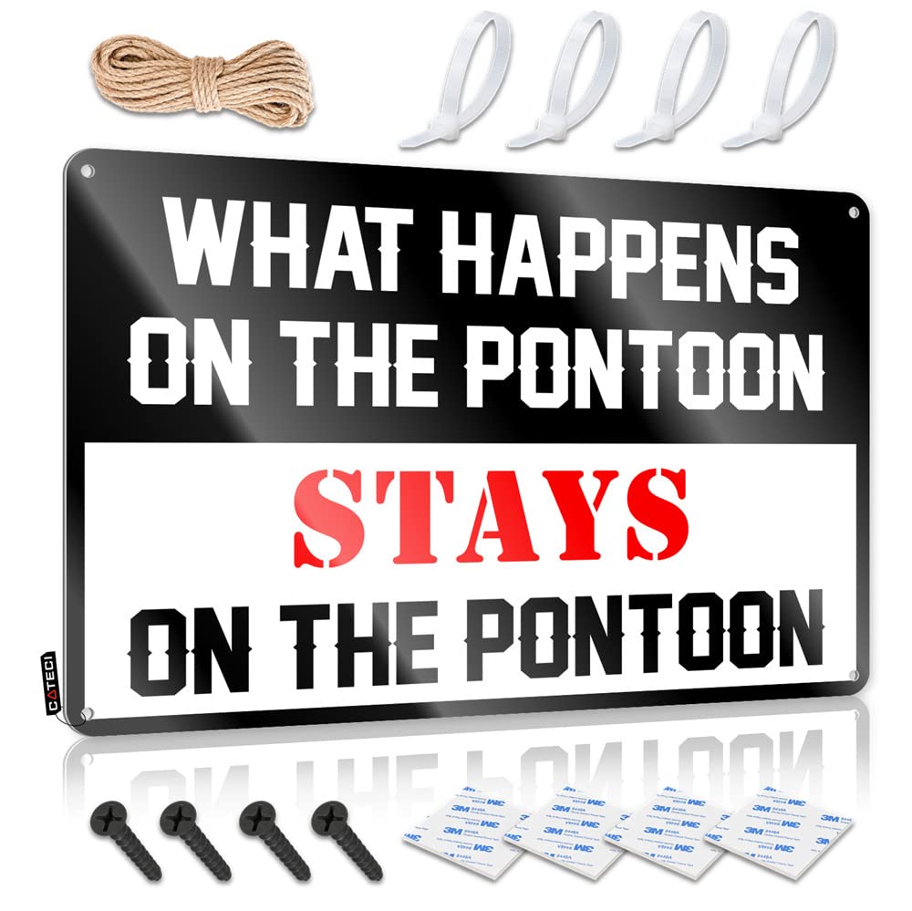 Office Tin Sign What Happens On The Pontoon Stays On The Sign Funny Vintage Signs Metal Vintage Signs(20X30CM)