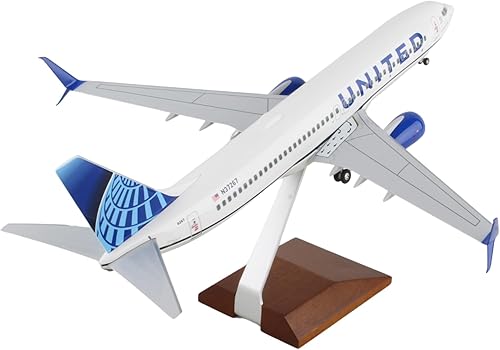 Miniatura 5 de Daron SkyMarks B737-800 1100 United 2019 New Livery (Scimitars) con soporte de madera
