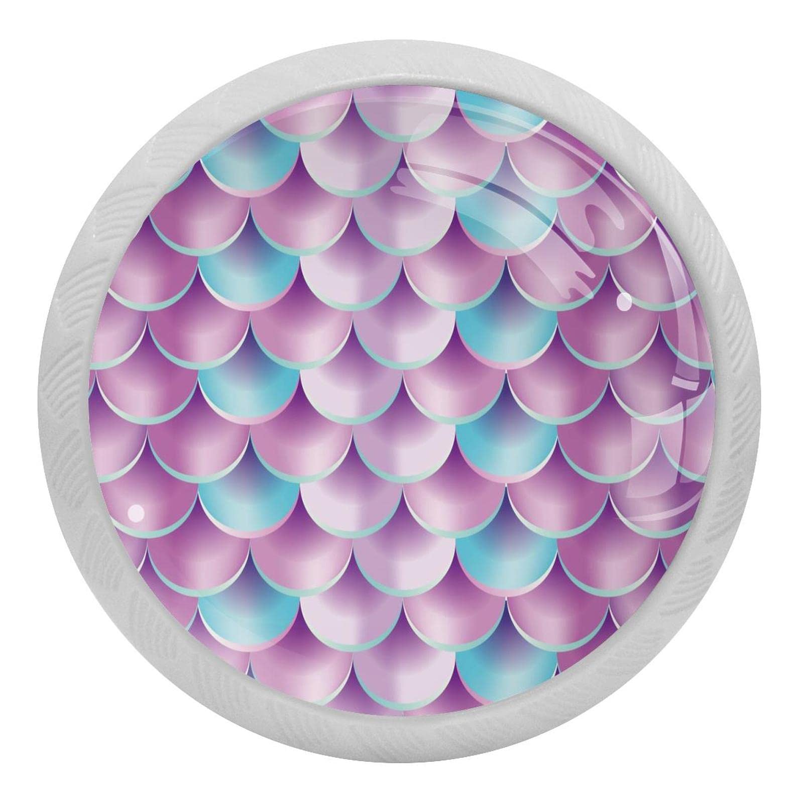 Boutons de placard de cuisine en verre fluorescents bleu rose sirène x4