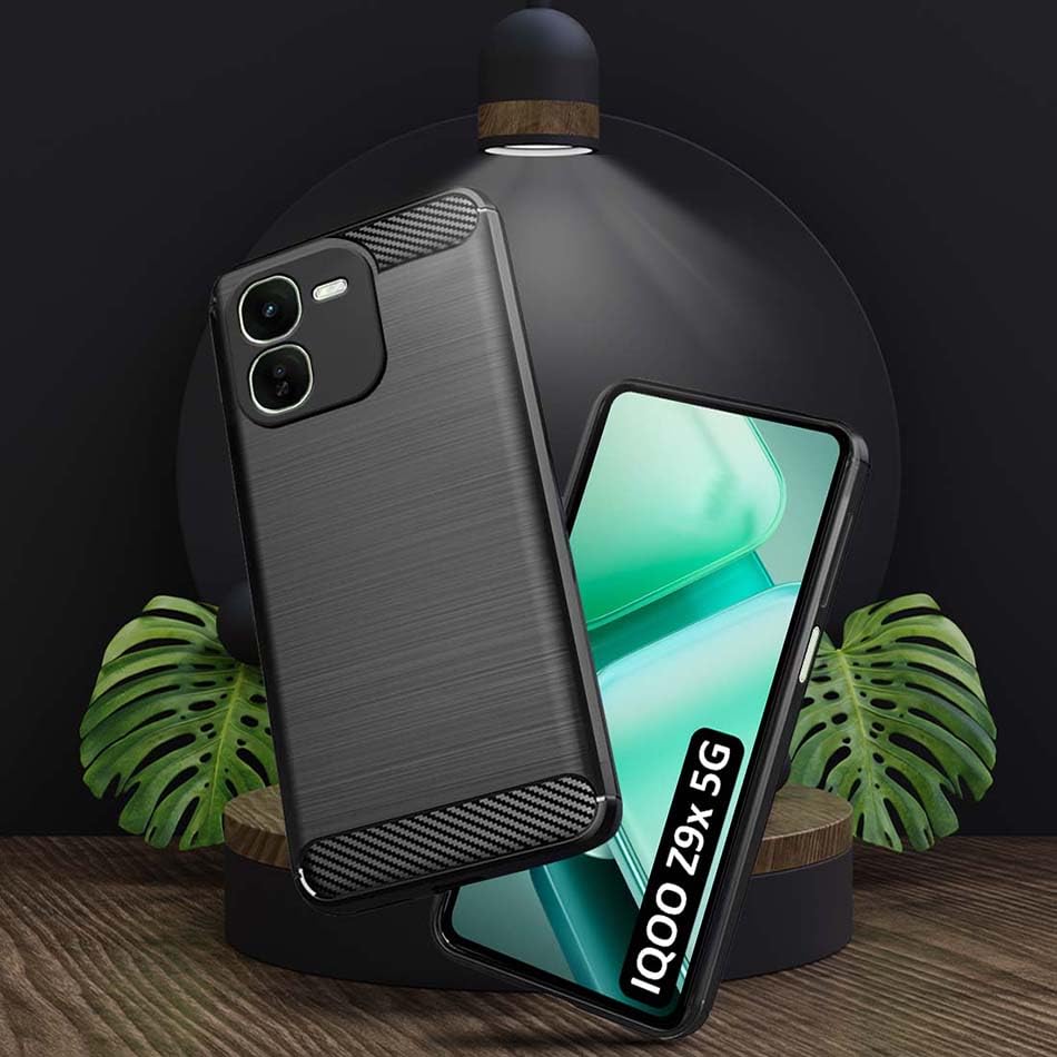Image of Fashionury Back Cover for iQOO Z9x 5G | Hybrid Protection | Anti-Slip Grip | Rubber TPU Stylish Back Case for iQOO Z9x 5G (Black)