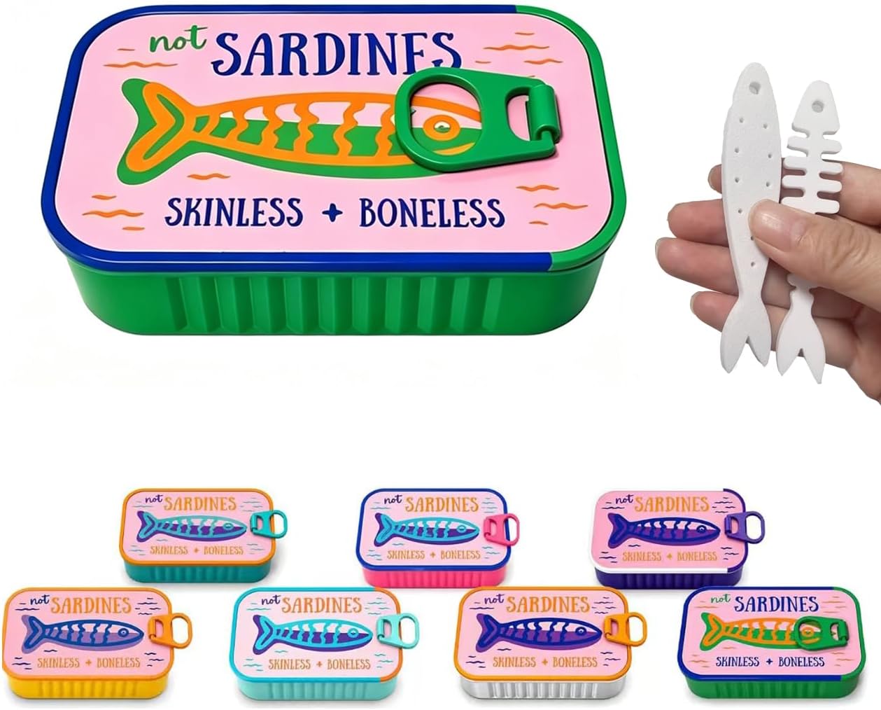 2026 NEW Sardines Travel Jewelry Case, Sardine Tin Jewelry Box, with Fish-Shaped Holders for Rings, Earrings and Charms, Portable Earring Organizer ,Whimsical Ocean Gift (M)