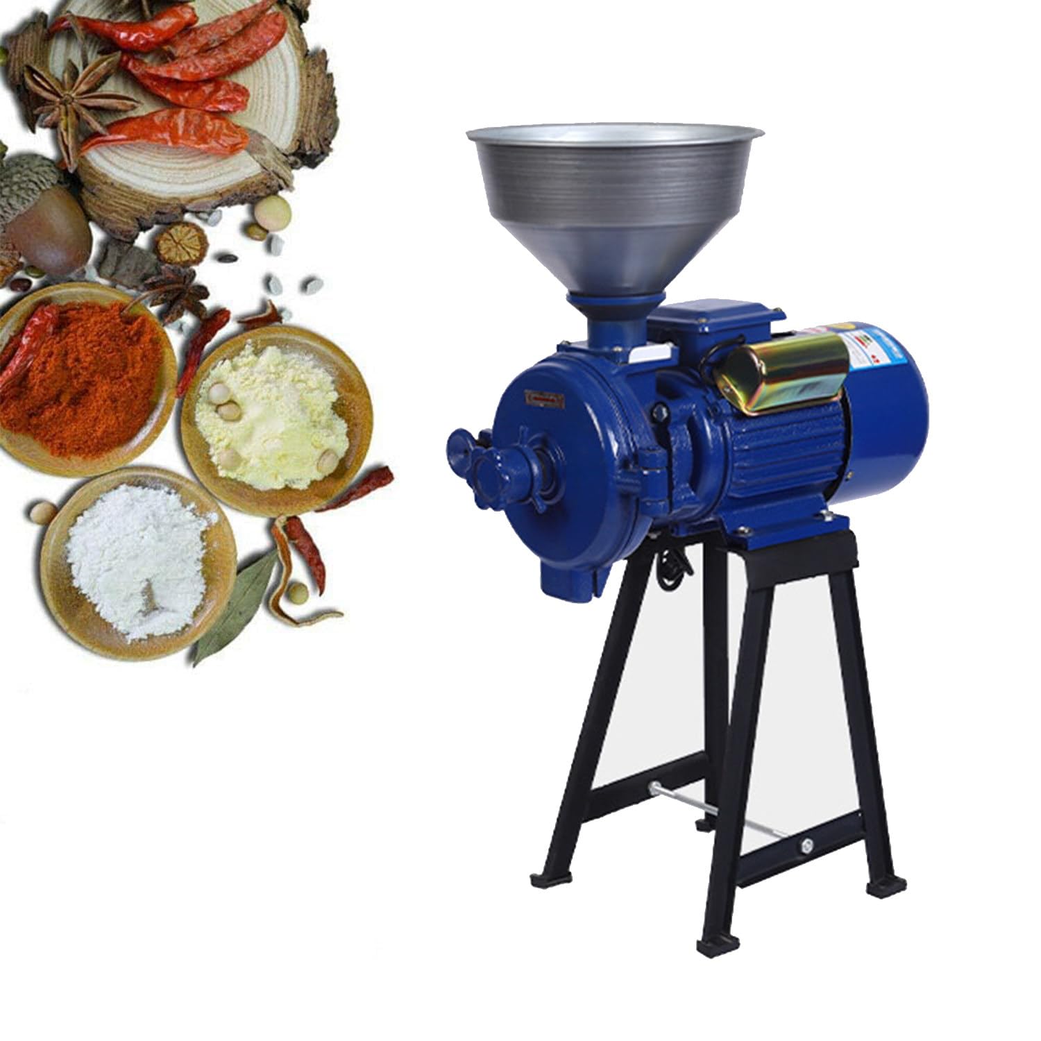 LINCYSHeavy Duty Commercial Electric Feed Mill, Dry Cereals Grinder Machine + Funnel 2500W/3000W Household Superfine Dry Grinder with 1400r/min for Rice, Corn, Nut, Soybean,2500W