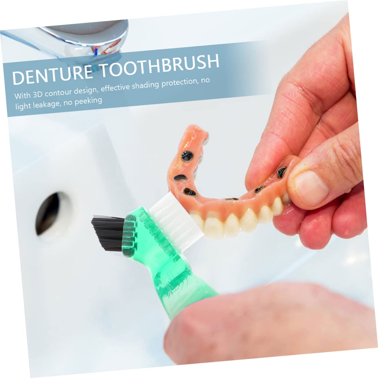 Spazzola per Pulizia Dentiera in Plastico Pp Superficie Liscia e Resistente Mini 3 Pezzi Spazzolino Multifunzione per Igiene Orale Quotidiana