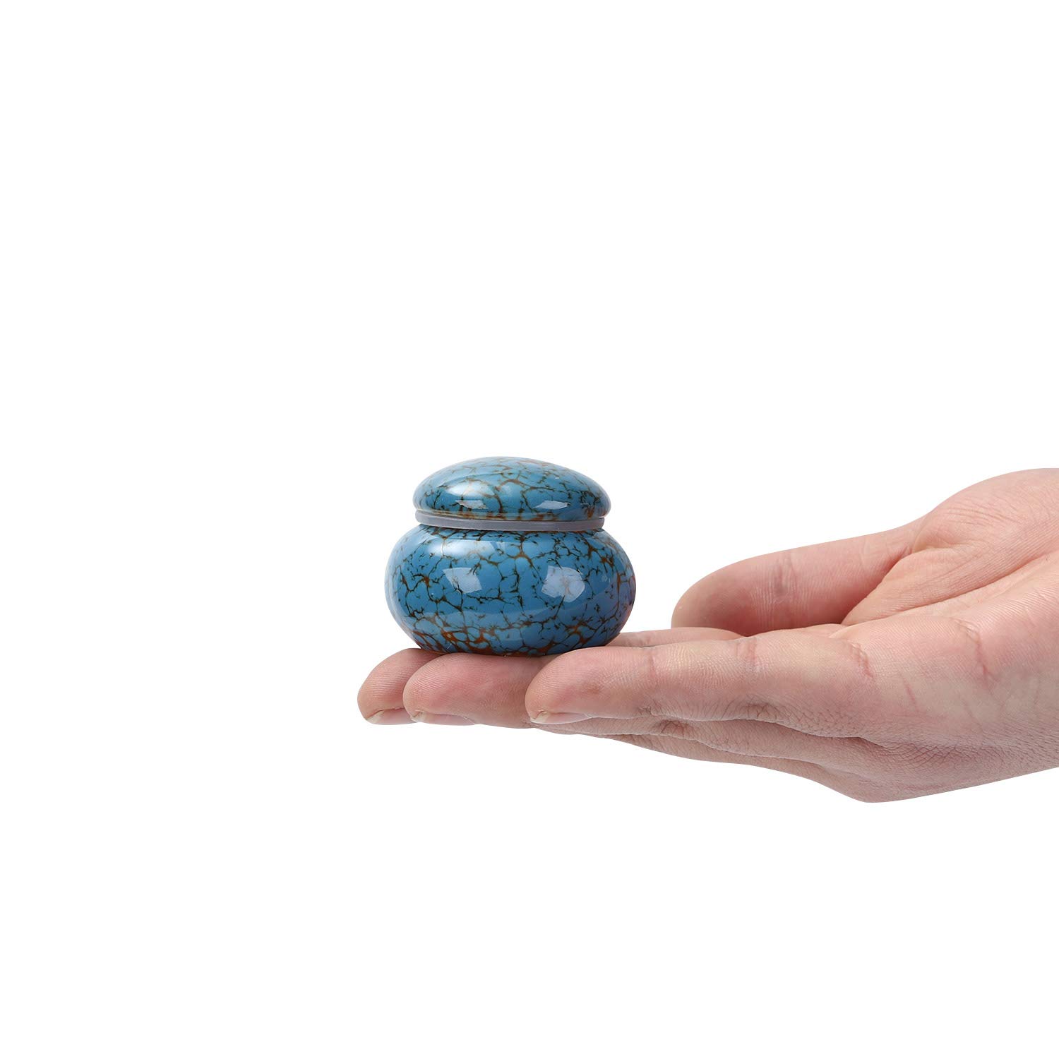 Small Urn for Human Ashes - 1.6'' Handicrafted Urn - Beautiful Tiny Keepsake Urns - Mini Urn Made of Ceramic - Hold 1.2 Cubic Inches of Ashes (Blue)