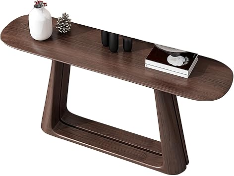 Chinese-Style Entryway Table Long Console Table Walnut, Minimalist Narrow Wall Console for Foyer Living Room or Bedroom47.2in/120cm