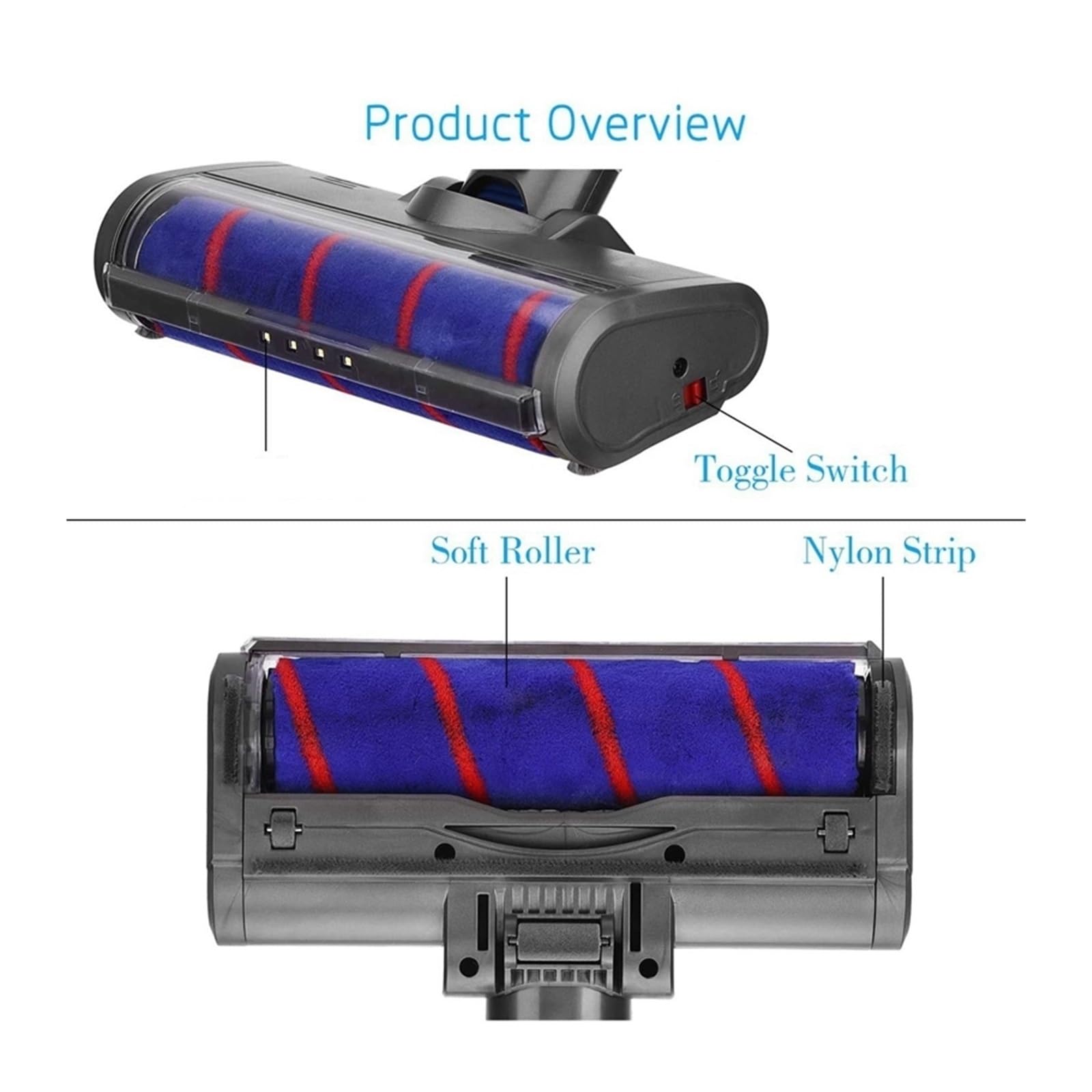 Cabezal de cepillo de suelo motorizado, Compatible con Dyson, V6 DC58 DC59 DC61 DC62, cabezal de rodillo barredor suave