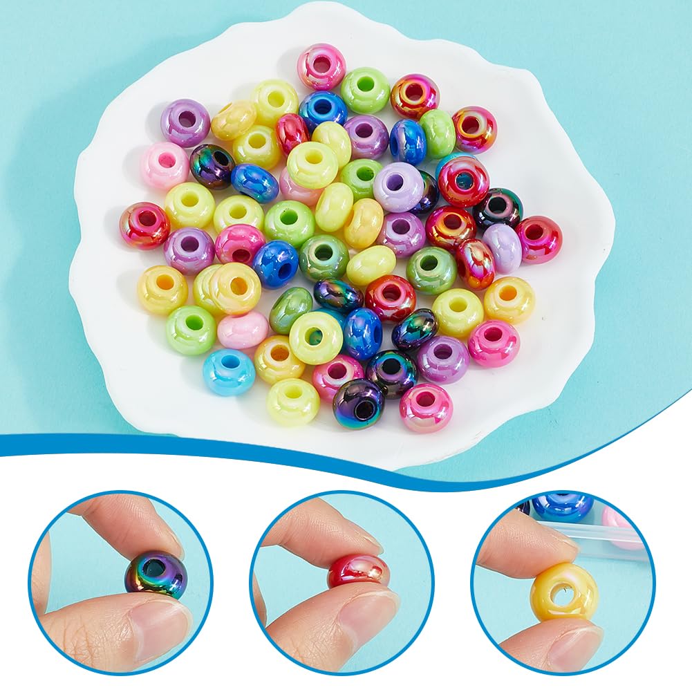 SUNNYCLUE 1 Box 100Pcs 10 Colors Flat Round Acrylic Beads Abacus Beads Large Hole Acrylic Bulk Oblate Colorful Separated 14mm Lentil Bead for jewellery Making DIY Earring Bracelet Decoration Crafts - Image 3