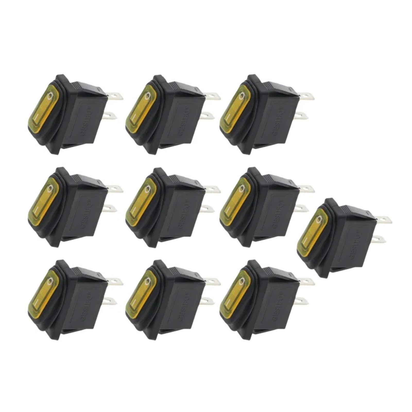 AUOQKQUT 10pcs 2D2P-rellow_NO LIGHT KCD3 34x17.5mm Rocker Switch ON-OFF 2Pin 2Position,15A 250VAC/20A 125VAC