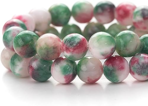 Miniatura 3 de Cuentas de piedras preciosas naturales para la fabricación de joyas, cuentas de jaspe imperial color verde claro, blanco y rojo, cuentas redondas