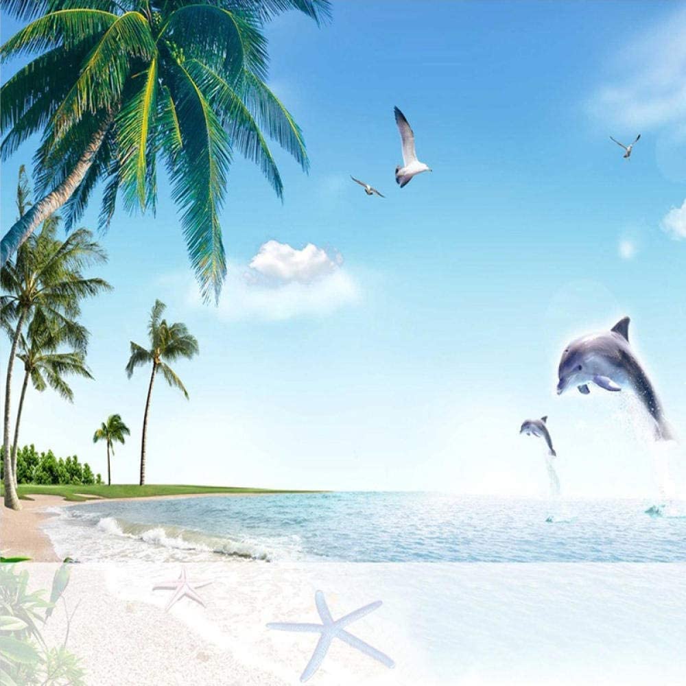 Papel Pintado Autoadhesivo - Saltando Delfín Paisaje Costero - Mural Square Wallpaper Wall Mural Photo Feature 3D Wallpaper Wall-Art Wallpaper Murales Dormitorio Sala De Estar 350(ancho)x256(alto) cm