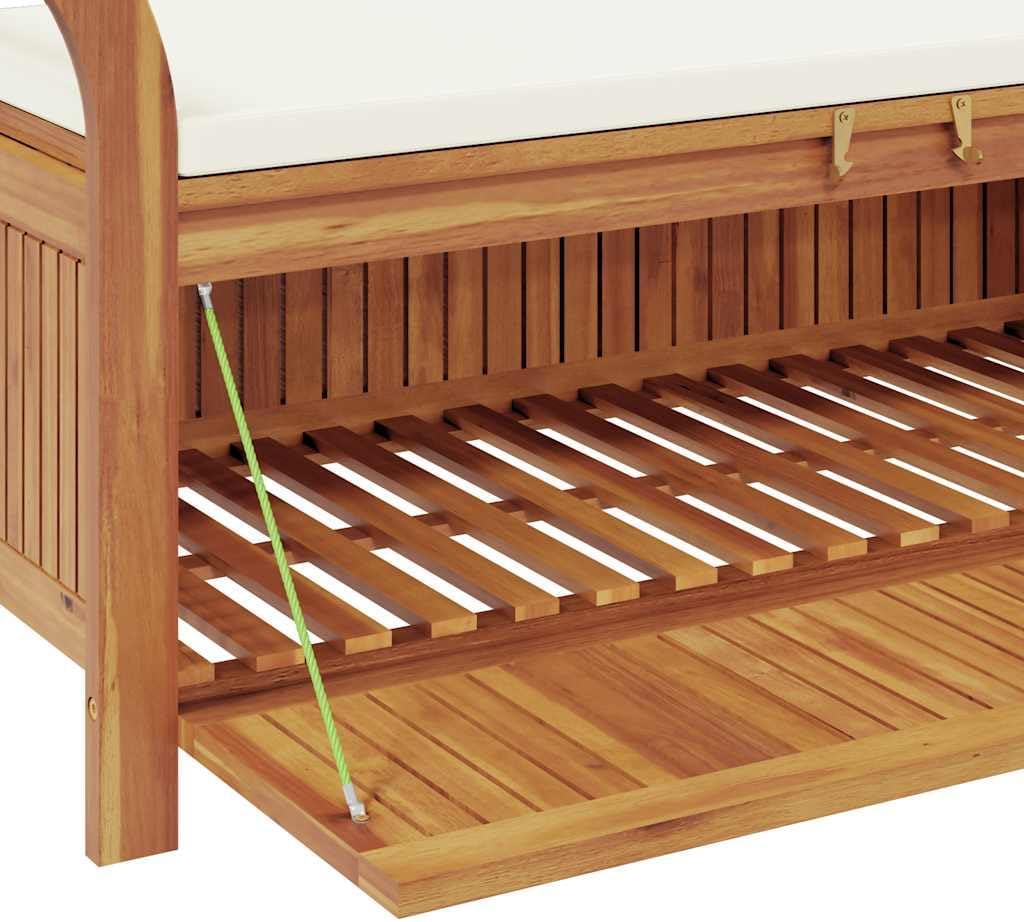 vidaXL Garden Storage Bench Cream White, Natural Wood