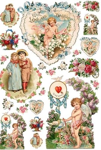 European Excellency Valentinstag Vintage Reispapier A4 (2 Blatt)