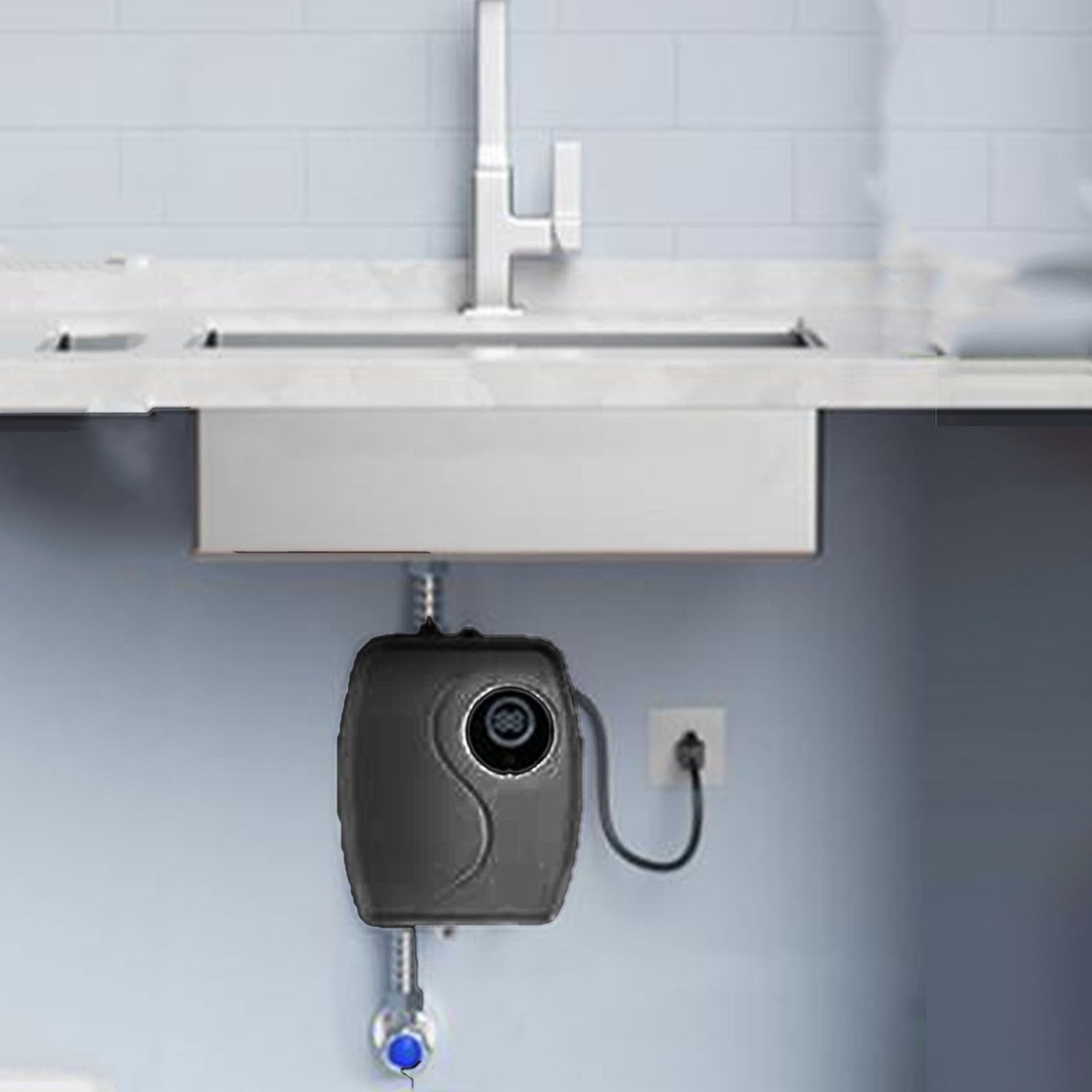 Fockety Mini -Warmwasserbereiter, 3000W Elektrischer Warmwasserbereiter Elektrischer Warmwasserbereiter mit Touchscreen und Messingeinlass für Küchenbadezimmer Wohnung RV (EU -Stecker 220 V)