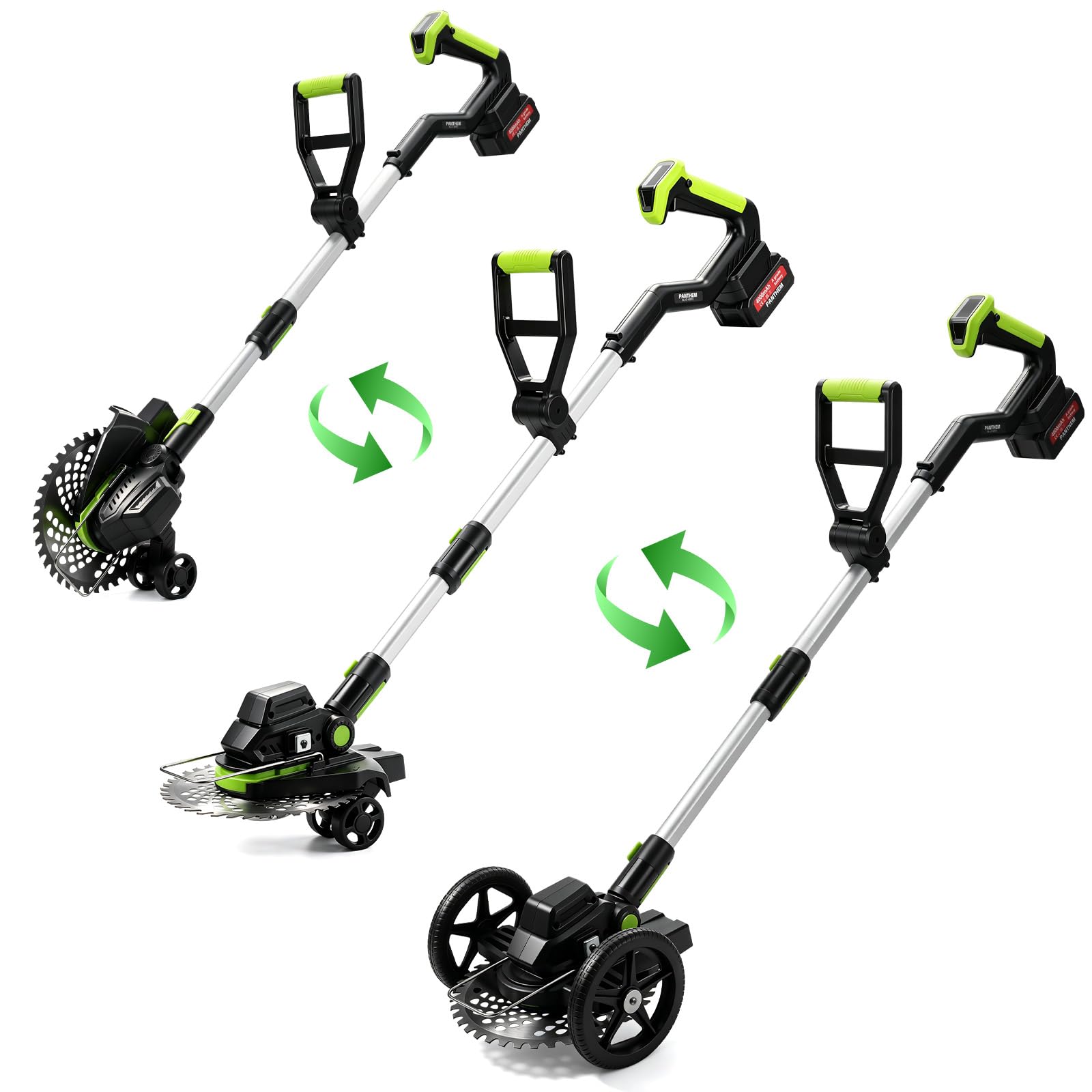 Desbrozadora 3 en 1 con batería de 630 W para Makita 18 V con 2 baterías de 4,0 Ah, 2 ruedas auxiliares, desbrozadora inalámbrica sin escobillas para césped, bordes y malas hierbas – 23 cm de ancho de