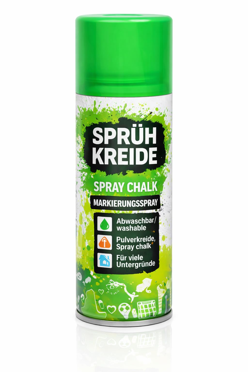 Buntes Sprühkreide Set (je 100ml) | 6, 12 oder 24 Dosen | Abwaschbares Kreidespray für Kinder & Party | Temporäres Markierungsspray für Auto, Straße & Deko (24 Stück)