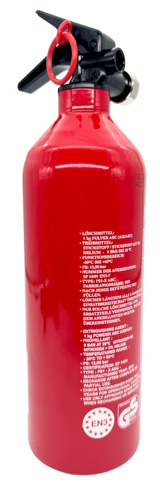 Aluminium 1kg ABC Autofeuerlöscher 'Pia' Manometer Halterung (Dauerdrucklöscher PS1-X Instandhaltungsnachweis HausundWerkstatt24)