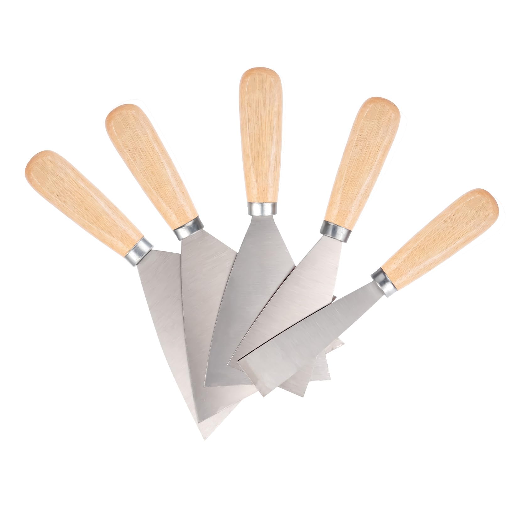 5 szt. Espatula Masilla, Llana para Alisar Paredes, Espátulas Masilla, Espátula z Mango de Madera, Espatulas Pintura, Espátula para Alisar Paredes Rellenar Raspar Pintura lub Papel Tapiz (1/2/3/4/5")