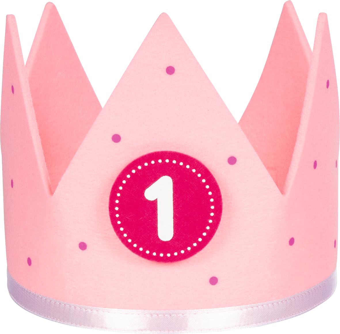 GOKI Geburtstagskrone Rosa | rosa Geburtstagskrone, austauschbare Zahlen 1-6, Filz, 59,5 x 0,4 x 16 cm