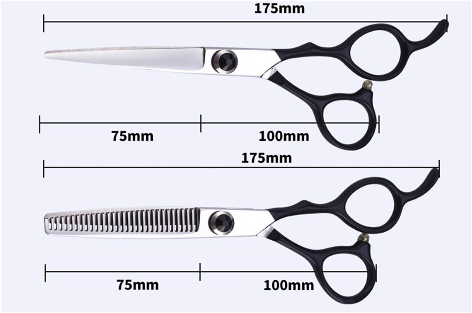 Set di forbici da barbiere, forbici da parrucchiere professionali, forbici da barbiere in acciaio inossidabile, forbici da rifinitura e forbici per sfoltire con pettine per capelli, 6 pollici / 1