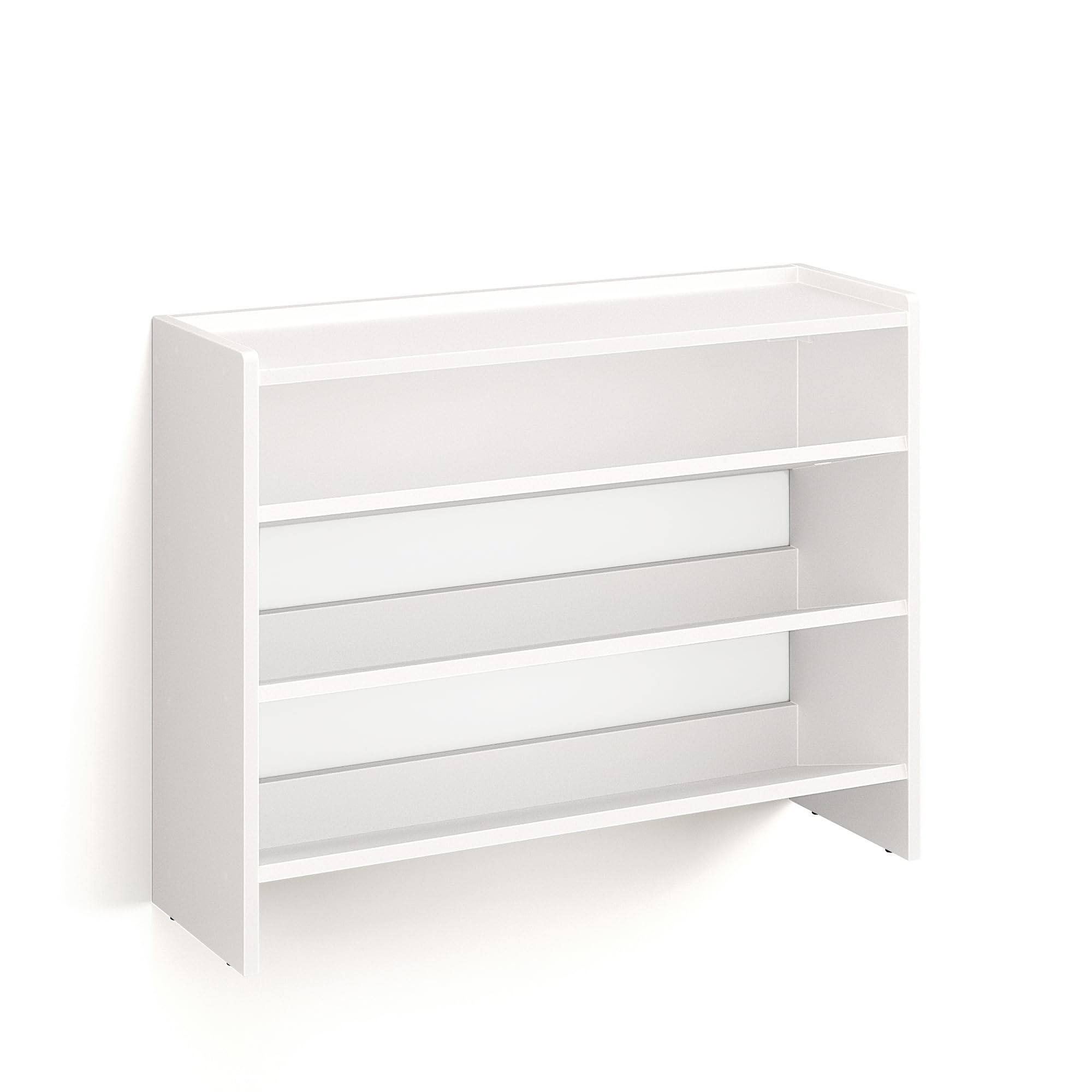 KOMTO Schuhregal Schmal - Schuhablage Flur mit 3 Ebenen Offener Schuhschrank Schuh Organizer Platzsparend | Elexis Weiß 80 x 25 x 60 cm