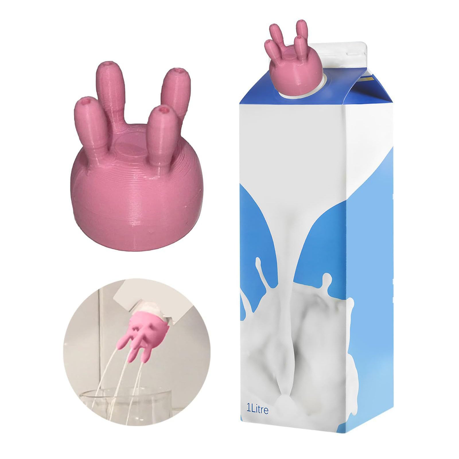 Packung mit 3 Kuh-Eutermilchkarton-Kappen, lustiges Ausgieß-Flaschendeckel, auslaufsicheres Design für einfache Milchdosierung