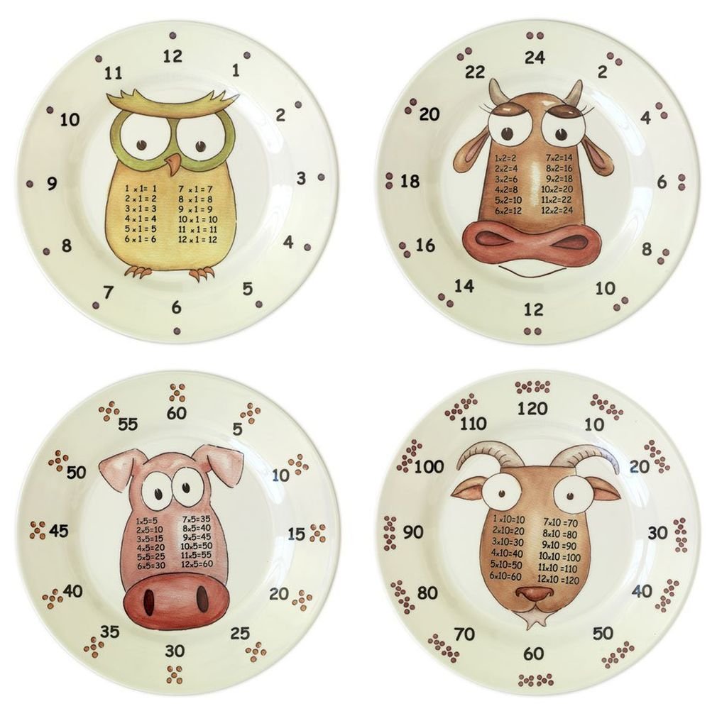 Times Table Dinnerware 4-Piece Early Years 9 inch Melamine Plate Set