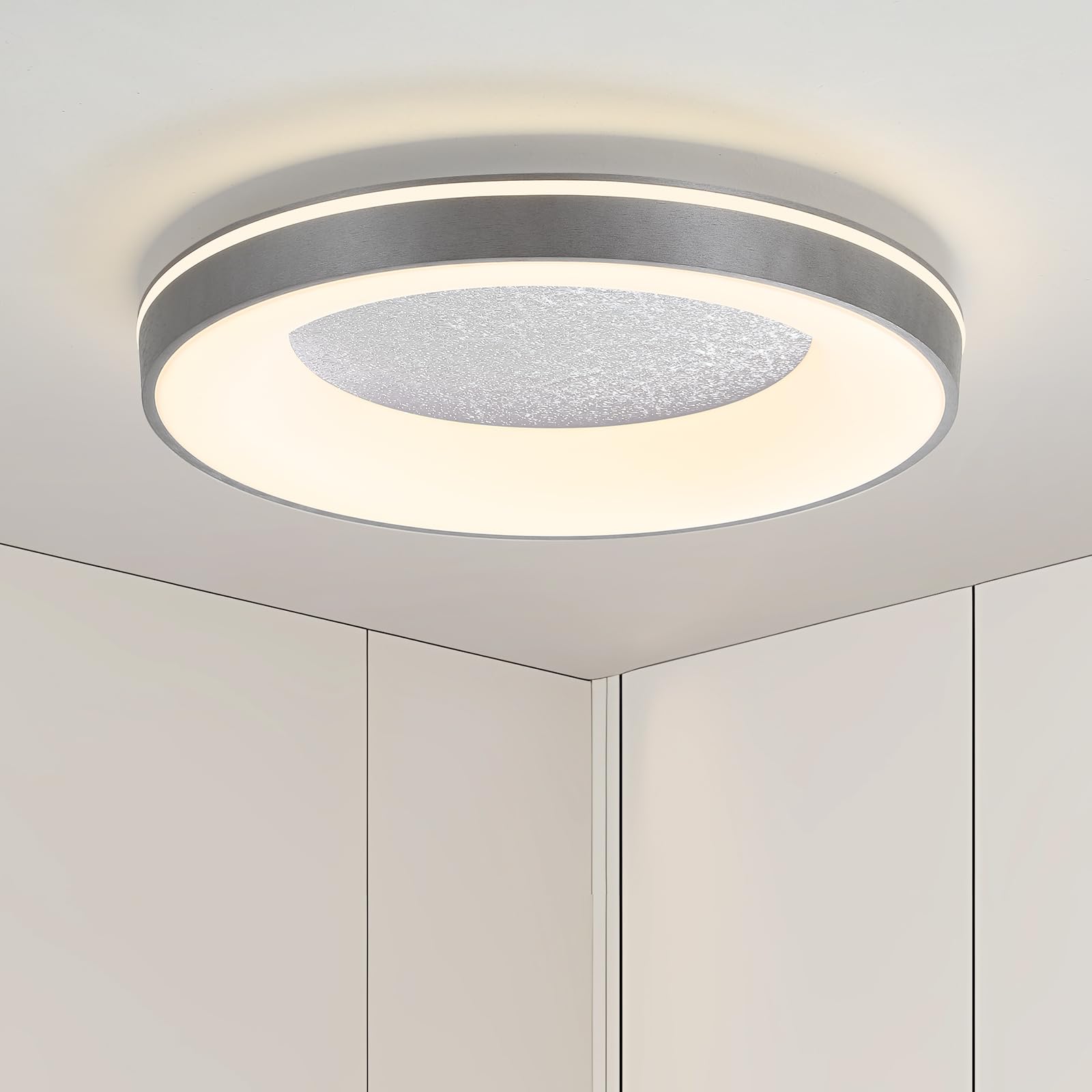 Mikeru Dimmable Round Ceiling Light with Remote Control 3000K/4500K/6500K Bedroom Ceiling Light, 40cm Indoor Lighting, Suitable for Balconie、 Studie、 Hallway、Kitchen — image 1